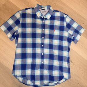 U.S. Polo Assn. Men's Short Sleeve Button Shirt XL Blue Stretch